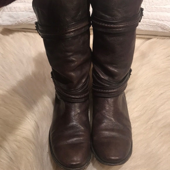 Frye Buckle Slouch Boots with Piping Detail - Picture 1 of 8
